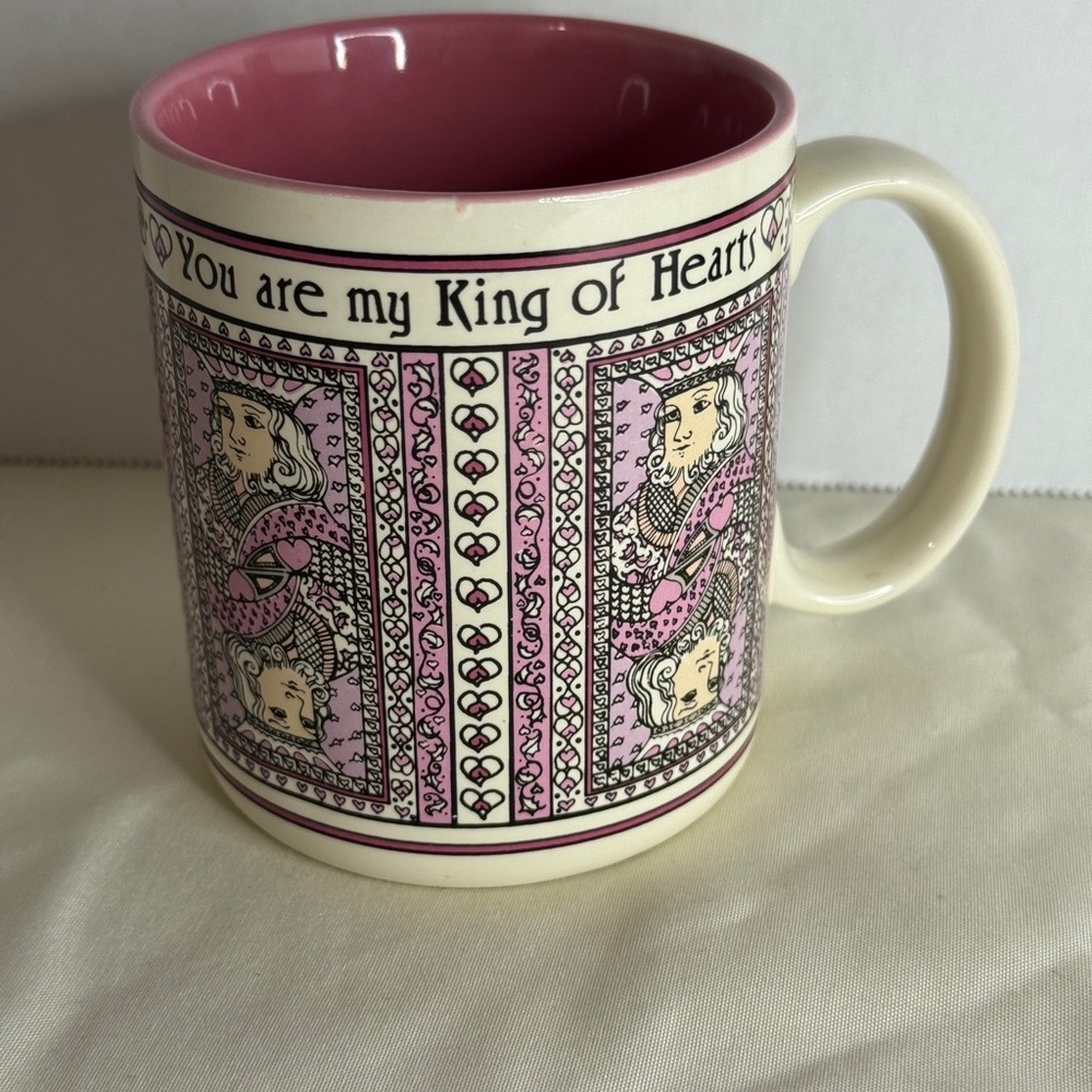 Vintage 1986 Enesco You Are My King‎ of Hearts Mug Pink Romantic Love Gift Cup